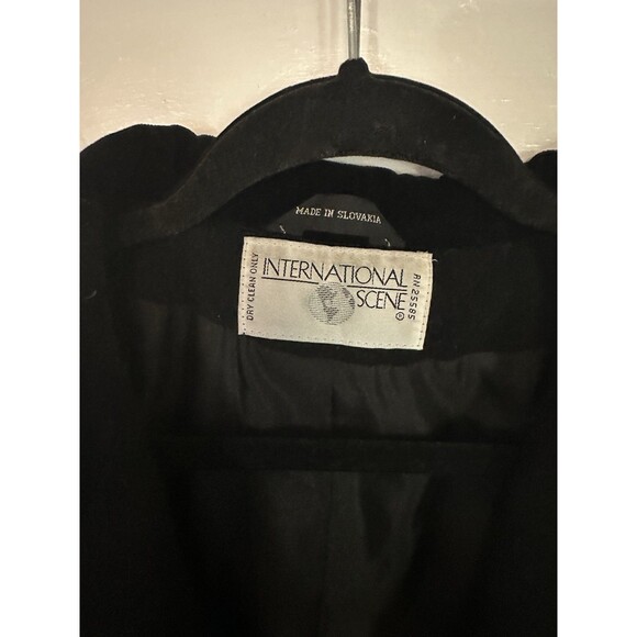 Vintage Classic International Scene Black Double Breasted Wool Overcoat Sz 11/12 - Picture 7 of 7